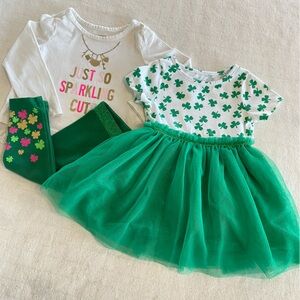 St Patrick’s Bundle Sz 18 Mo Cat & Jack Dress + TCP Top with Celebrate Leggings
